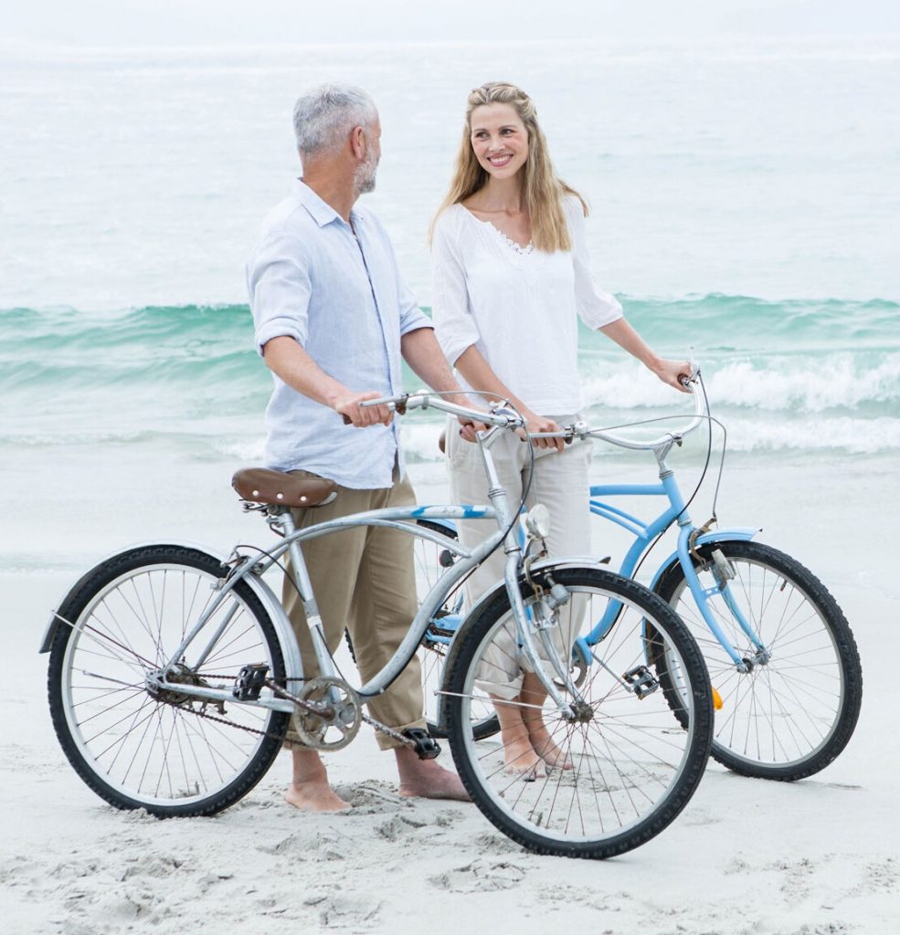 Couple on bikes